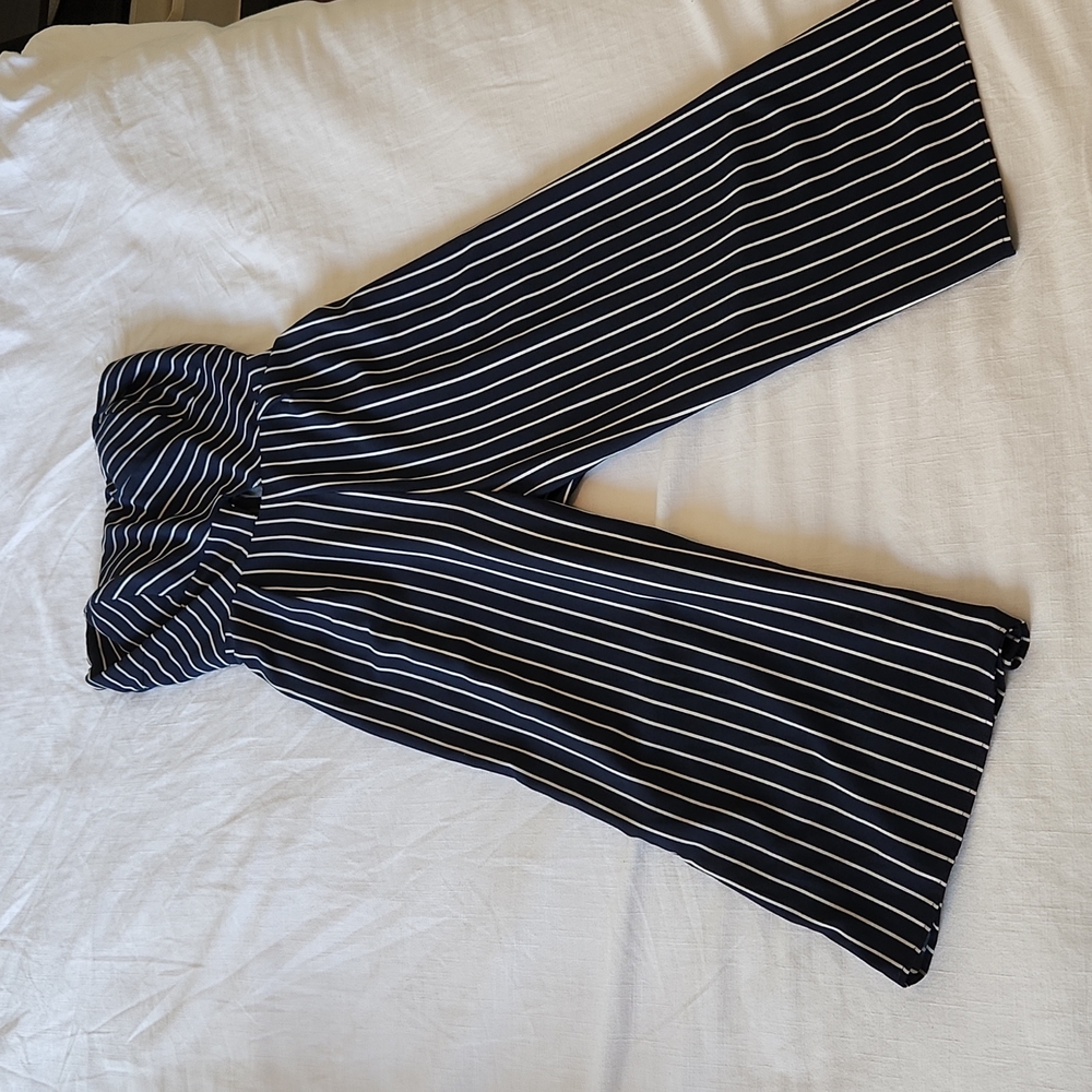 Strapless stripped jumpsuit